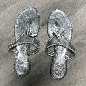 Jack Rogers Size 9 Jelly Sandals Silver Glitter Flip Flops Women’s Size 9 Shoes